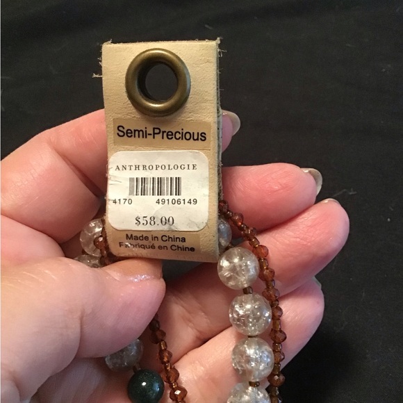ANTHROPOLOGIE NWT SEMI PRECIOUS STONE BEAD 2 STRAND NECKLACE 36 in - Picture 3 of 3